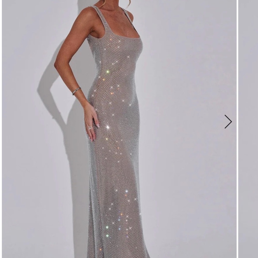 Athena maxi dress in silver nwot